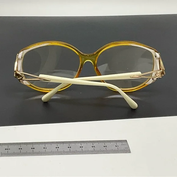 Vintage Christian Dior Vintage 2709 70 Yellow White Gold Sunglasses Frame 58mm - Picture 15 of 16